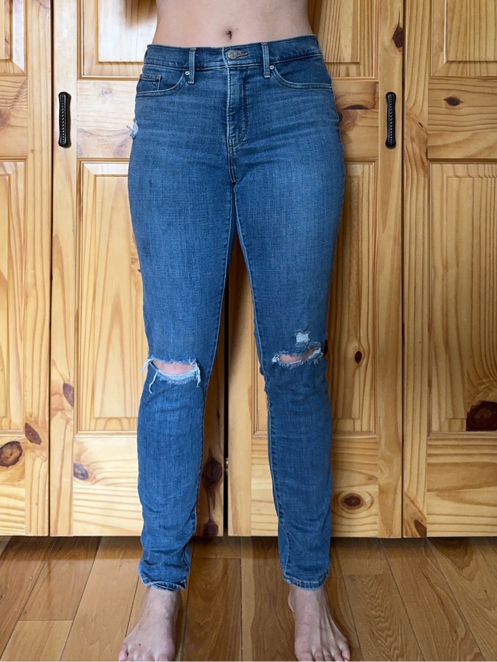 Levi's Women's Distressed Skinny Jeans - Blue Wash